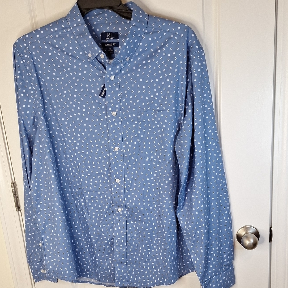 George Blue Patterned Casual Shirt